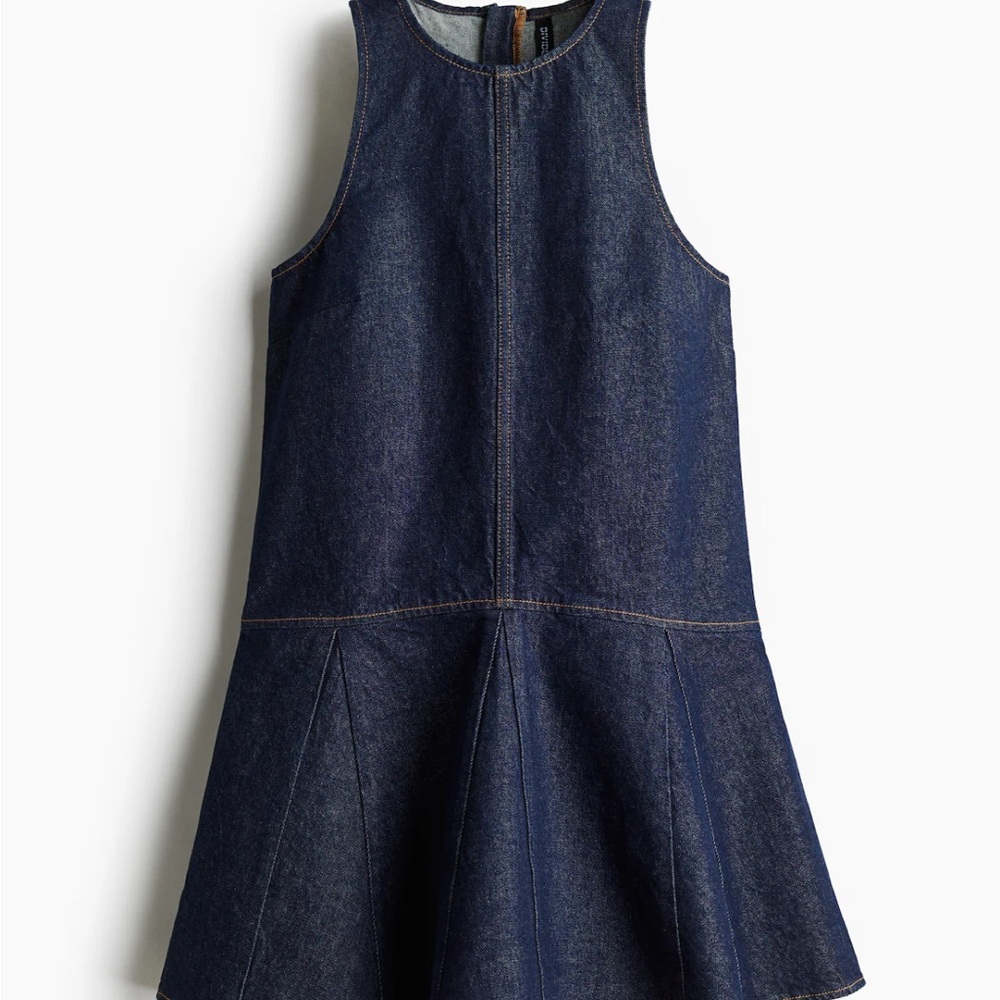 Dark Blue Sleeveless Denim Dress